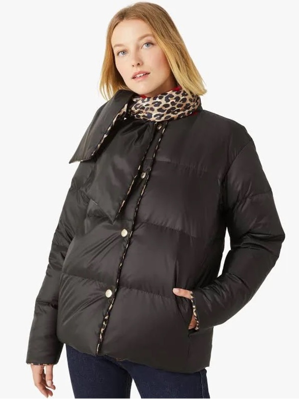 Kate Spade New York Reversible Leopard Central Parka Puffer Jacket size M